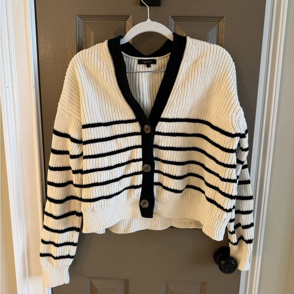 Quince Organic Cotton Fisherman Cardigan Sweater - Picture 2 of 5